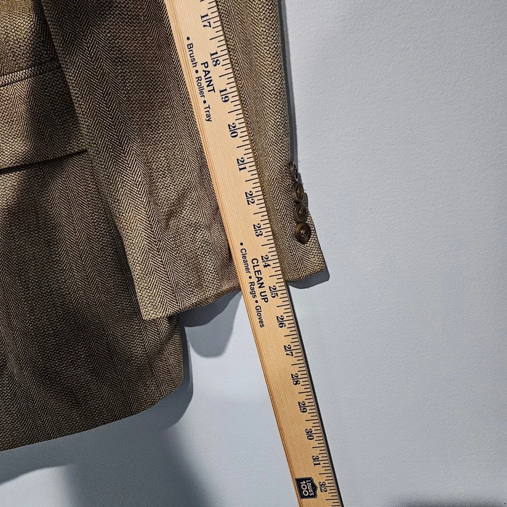 Polo University Club Ralph Lauren Silk Wool Linen Herringbone Blazer 43R Tan